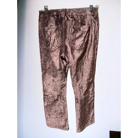 FREE PEOPLE TAUPE BROWN CRUSHED VELVET STRAIGHT LEG 5 POCKET PANTS JEANS SIZE 29 - Picture 5 of 10